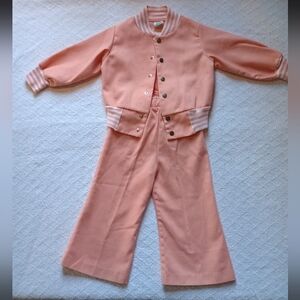 Vintage Buster Brown's Peach Button-Up Jacket and Pants Set
